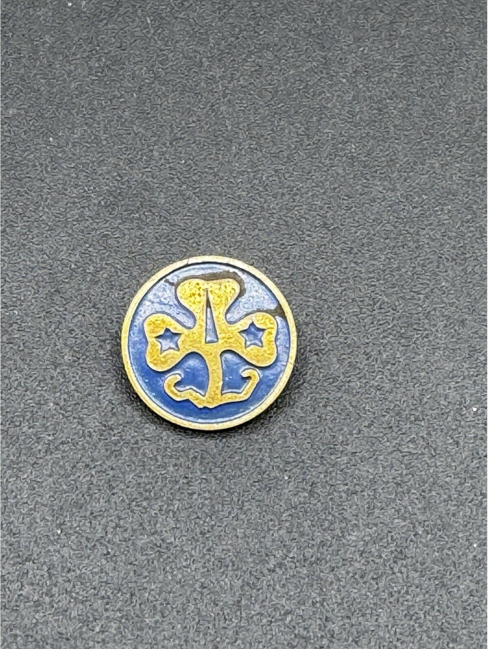 Vintage 1960s Girl Scout Trefoil Lapel Pin Blue & Gold Tone Pinback